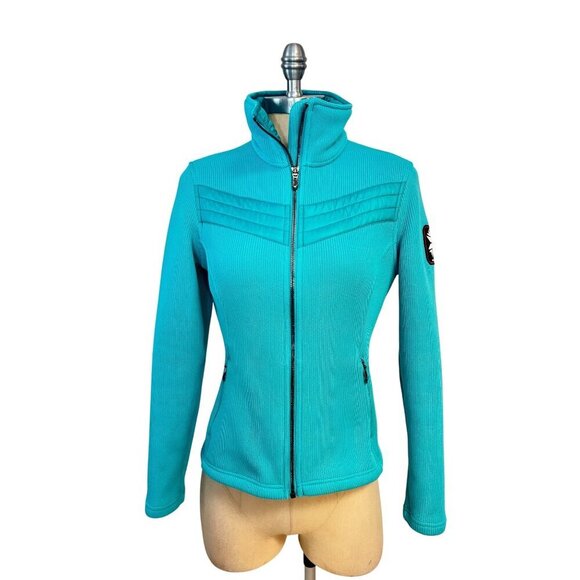 Spyder Core Sweater Jacket Teal Full Zip Boulder Colorado Knit size Small - Picture 1 of 6